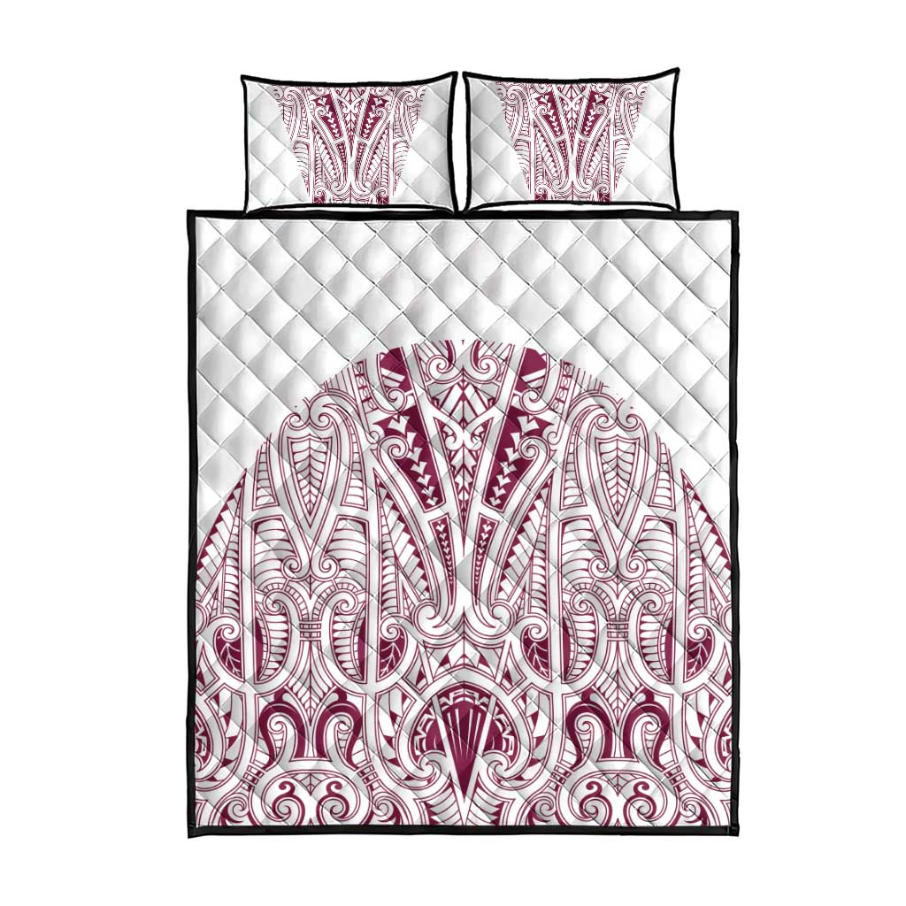 Queensland Maori Rugby Nga Hau e Wha Quilt Bed Set White Motif LT9 - Polynesian Pride
