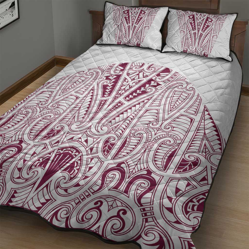 Queensland Maori Rugby Nga Hau e Wha Quilt Bed Set White Motif LT9 - Polynesian Pride