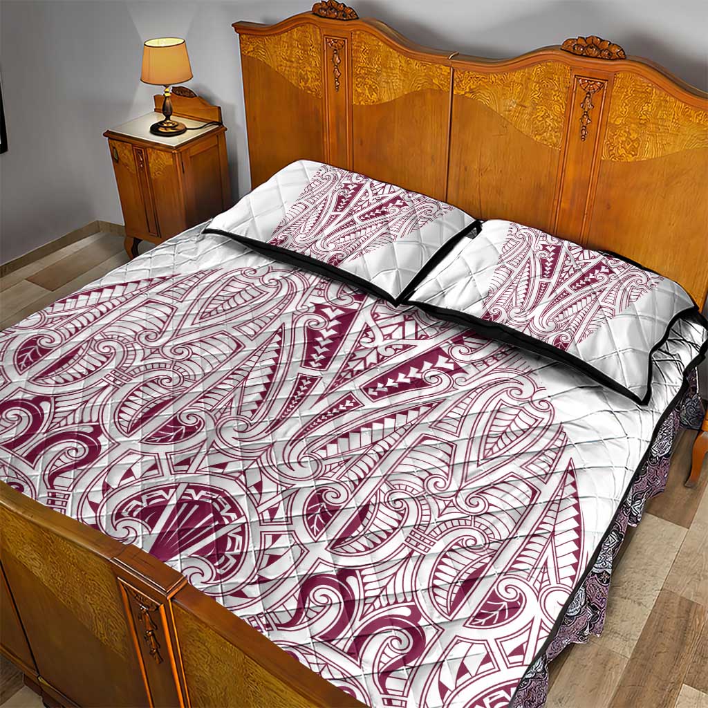 Queensland Maori Rugby Nga Hau e Wha Quilt Bed Set White Motif LT9 - Polynesian Pride