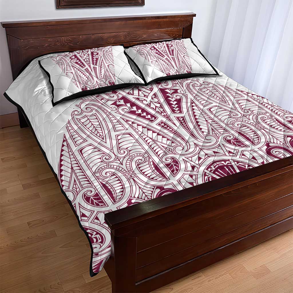 Queensland Maori Rugby Nga Hau e Wha Quilt Bed Set White Motif LT9 - Polynesian Pride