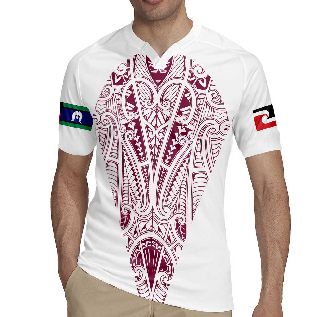 Queensland Maori Rugby Nga Hau e Wha Rugby Jersey White Motif LT9 - Polynesian Pride