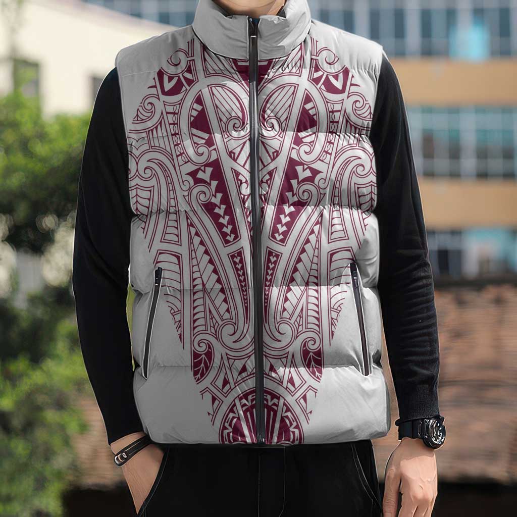 Queensland Maori Rugby Nga Hau e Wha Sleeveless Puffer Jacket White Motif LT9 - Polynesian Pride