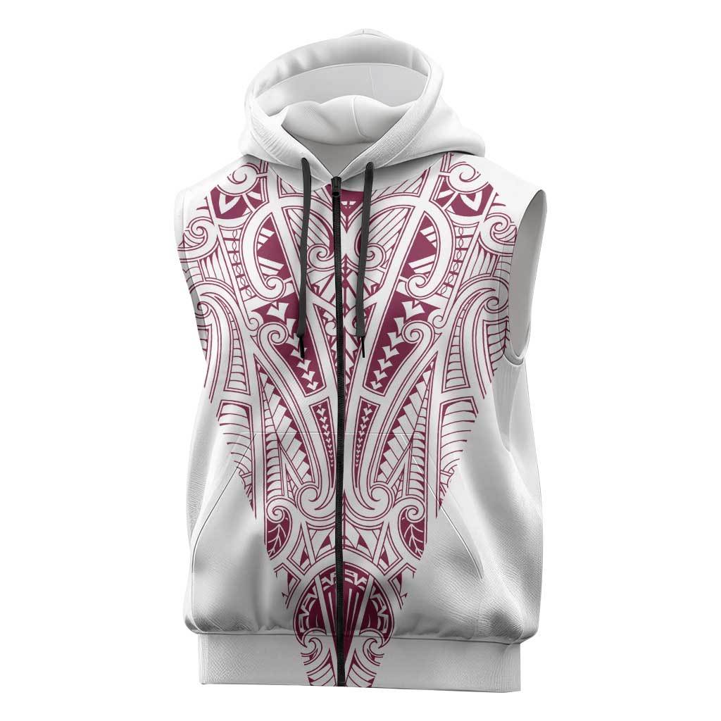 Queensland Maori Rugby Nga Hau e Wha Sleeveless Zip Hoodie White Motif LT9 White - Polynesian Pride