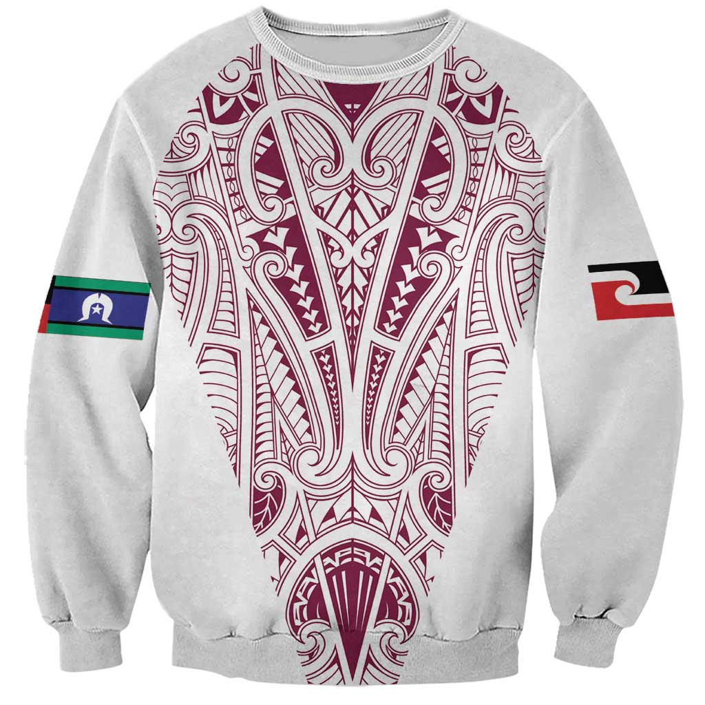 Queensland Maori Rugby Nga Hau e Wha Sweatshirt White Motif LT9 Unisex White - Polynesian Pride