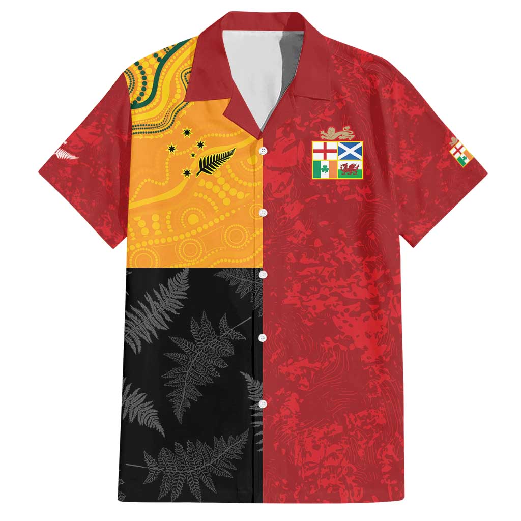 Custom British Lions-AUNZ Hawaiian Shirt Australia-New Zealand Indigenous Motif LT9 Red - Polynesian Pride