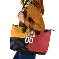 Custom British Lions-AUNZ Leather Tote Bag Australia-New Zealand Indigenous Motif LT9 Red - Polynesian Pride