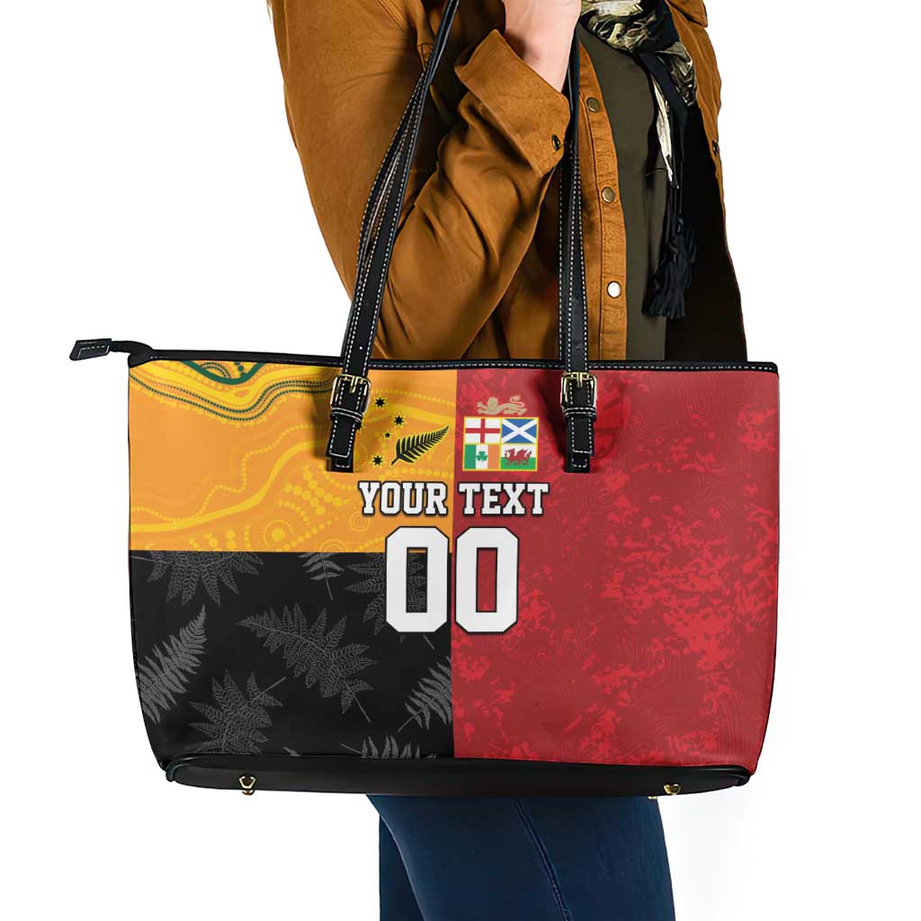 Custom British Lions-AUNZ Leather Tote Bag Australia-New Zealand Indigenous Motif LT9 - Polynesian Pride