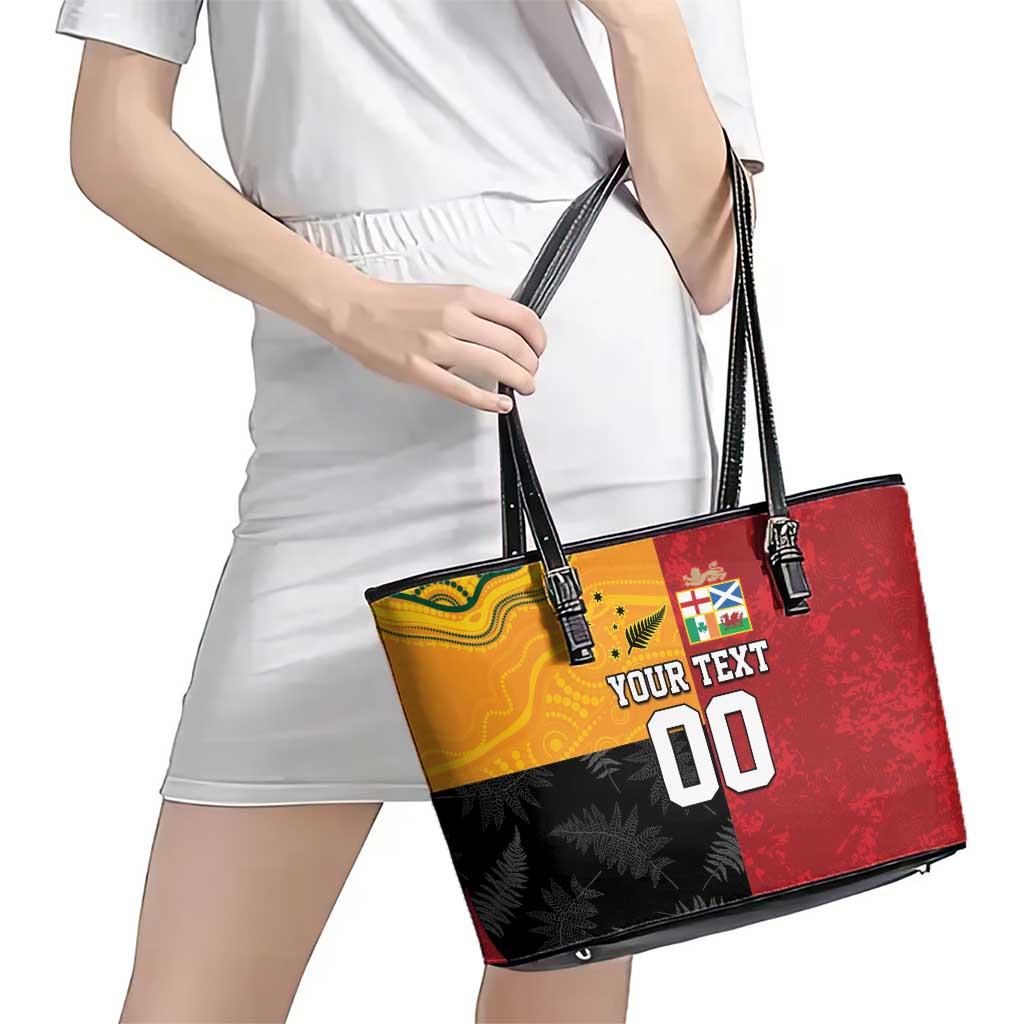 Custom British Lions-AUNZ Leather Tote Bag Australia-New Zealand Indigenous Motif LT9 - Polynesian Pride