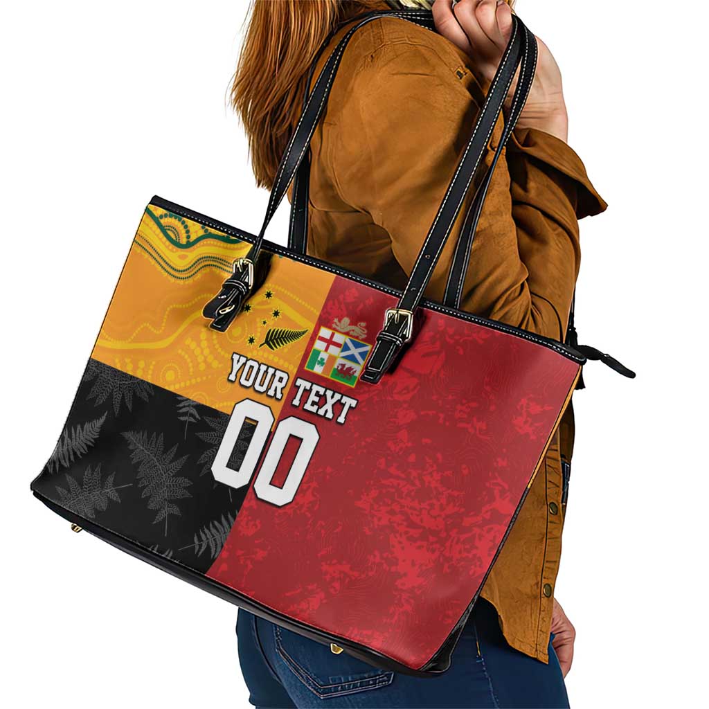 Custom British Lions-AUNZ Leather Tote Bag Australia-New Zealand Indigenous Motif LT9 - Polynesian Pride