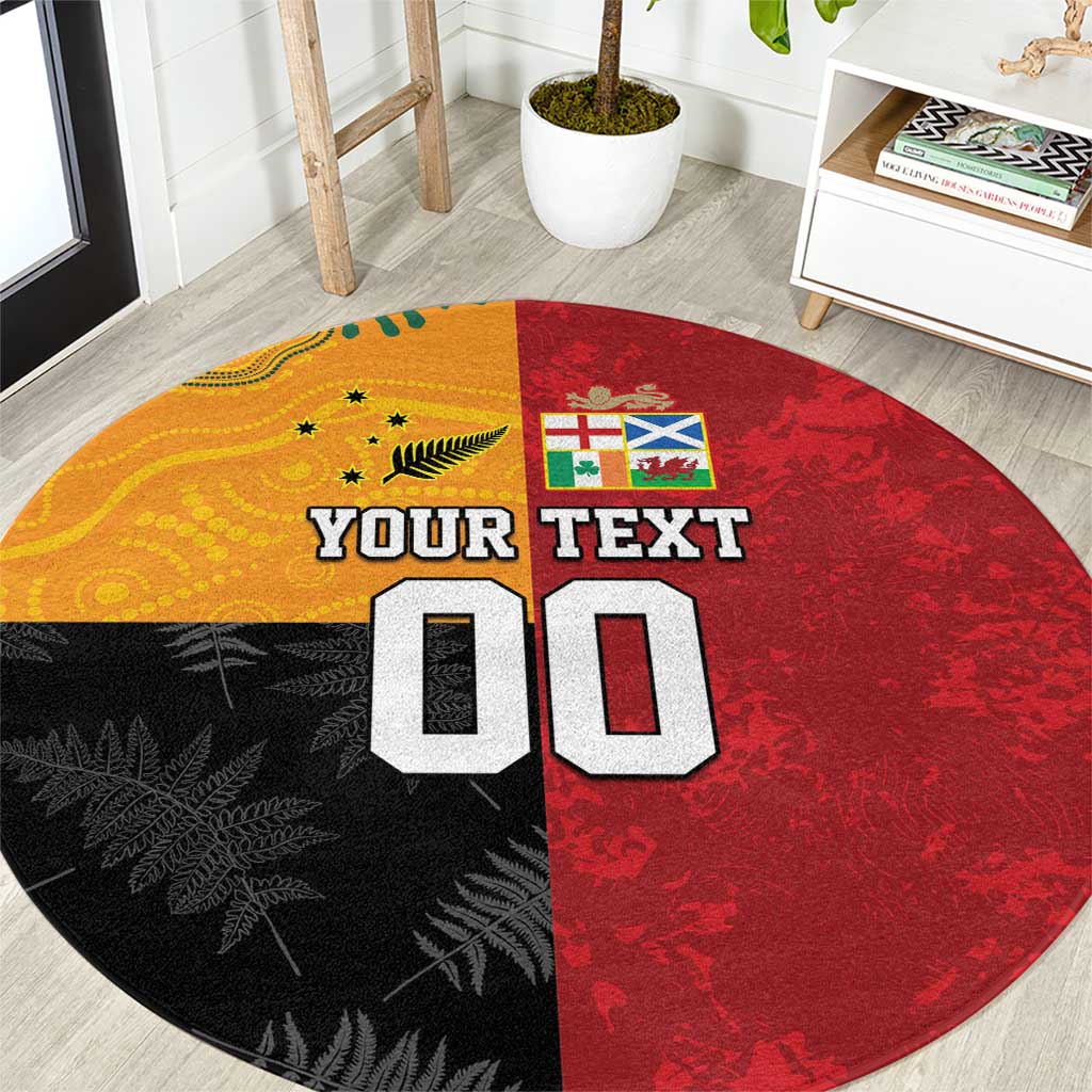 Custom British Lions-AUNZ Round Carpet Australia-New Zealand Indigenous Motif LT9 Red - Polynesian Pride