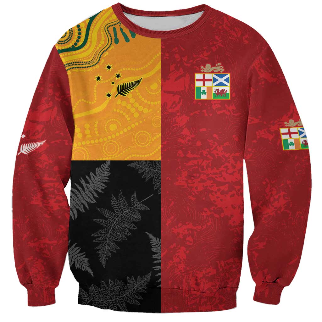 Custom British Lions-AUNZ Sweatshirt Australia-New Zealand Indigenous Motif LT9 Unisex Red - Polynesian Pride