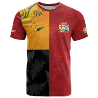 Custom British Lions-AUNZ T Shirt Australia-New Zealand Indigenous Motif LT9 Red - Polynesian Pride