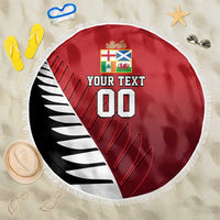 Custom British Lions New Zealand Beach Blanket Half Black Fern LT9 One Size 150cm Red - Polynesian Pride