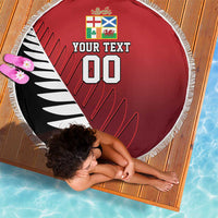 Custom British Lions New Zealand Beach Blanket Half Black Fern LT9 - Polynesian Pride
