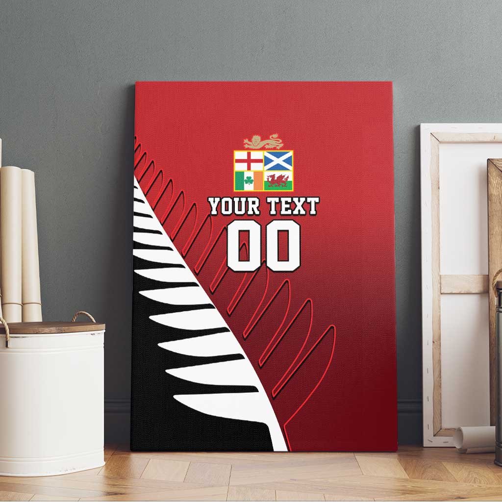 Custom British Lions New Zealand Canvas Wall Art Half Black Fern LT9 - Polynesian Pride