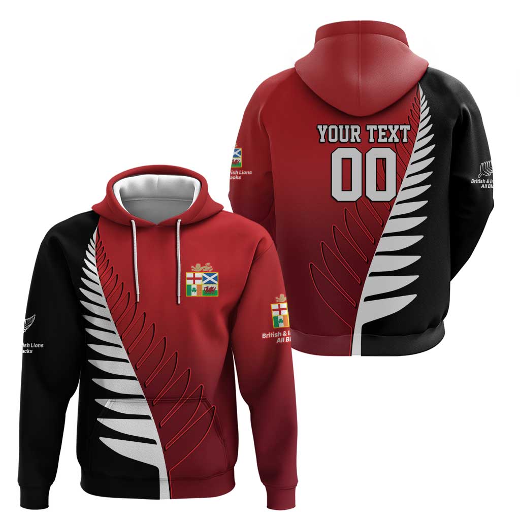 Custom British Lions New Zealand Hoodie Half Black Fern LT9 - Polynesian Pride