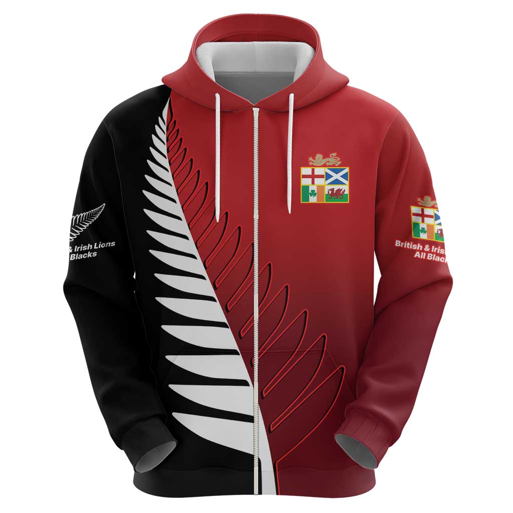 Custom British Lions New Zealand Hoodie Half Black Fern LT9 - Polynesian Pride