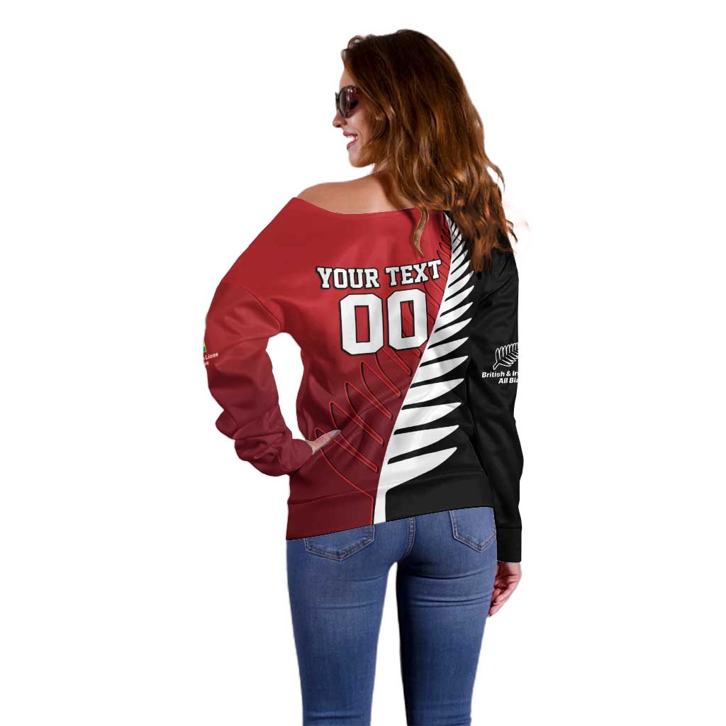 Custom British Lions New Zealand Off Shoulder Sweater Half Black Fern LT9 - Polynesian Pride