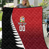 Custom British Lions New Zealand Quilt Half Black Fern LT9 Red - Polynesian Pride