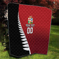 Custom British Lions New Zealand Quilt Half Black Fern LT9 - Polynesian Pride