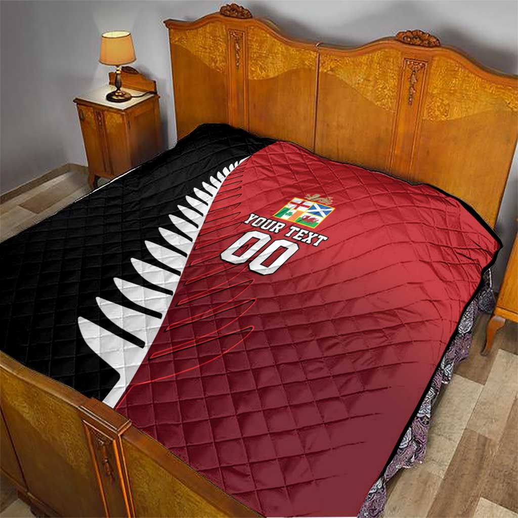 Custom British Lions New Zealand Quilt Half Black Fern LT9 - Polynesian Pride