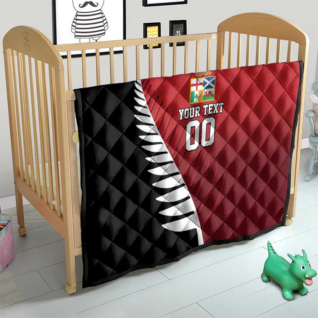 Custom British Lions New Zealand Quilt Half Black Fern LT9 - Polynesian Pride