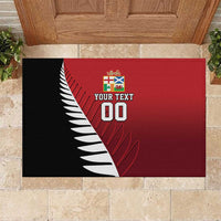 Custom British Lions New Zealand Rubber Doormat Half Black Fern LT9 Red - Polynesian Pride