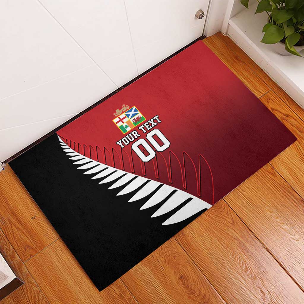 Custom British Lions New Zealand Rubber Doormat Half Black Fern LT9 - Polynesian Pride