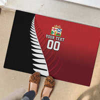 Custom British Lions New Zealand Rubber Doormat Half Black Fern LT9 - Polynesian Pride