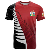 Custom British Lions New Zealand T Shirt Half Black Fern LT9 Red - Polynesian Pride