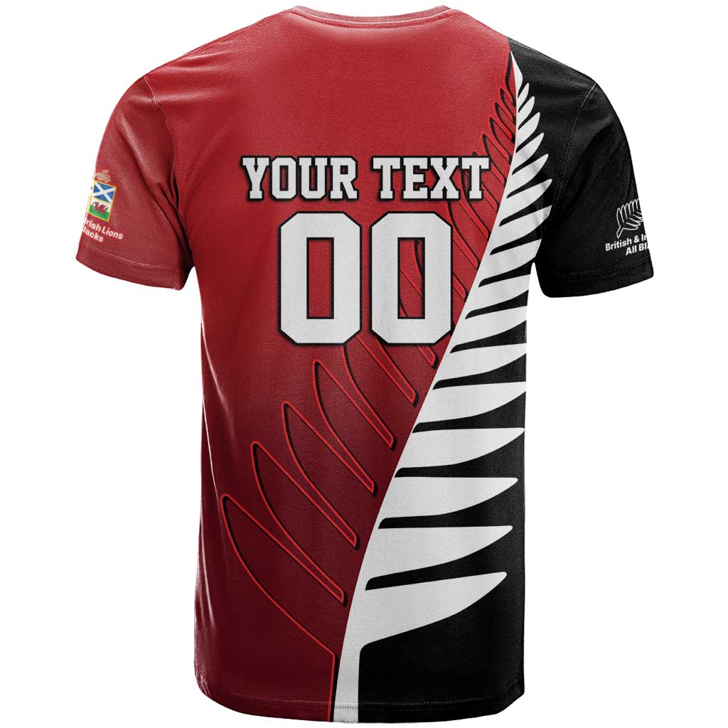 Custom British Lions New Zealand T Shirt Half Black Fern LT9 - Polynesian Pride