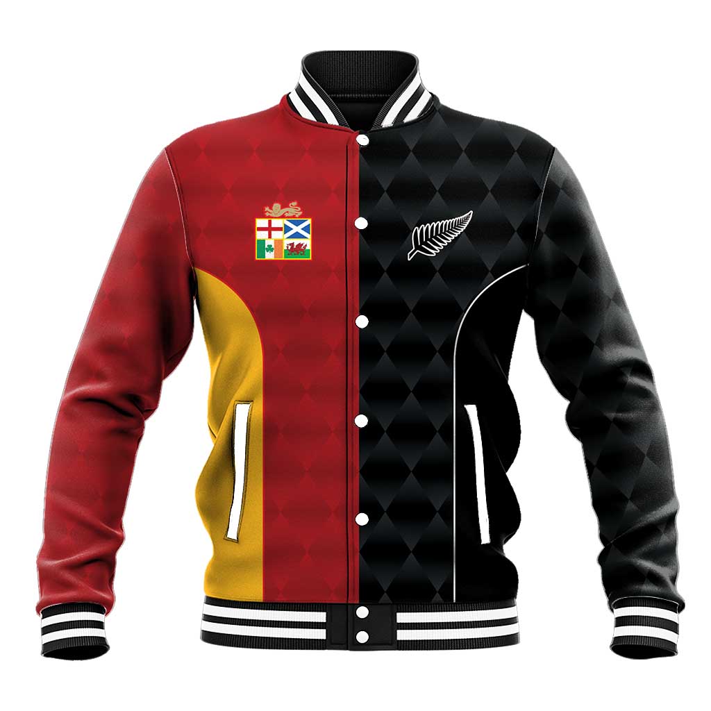 Custom British Lions New Zealand Baseball Jacket Sporty Style LT9 Unisex Black - Polynesian Pride