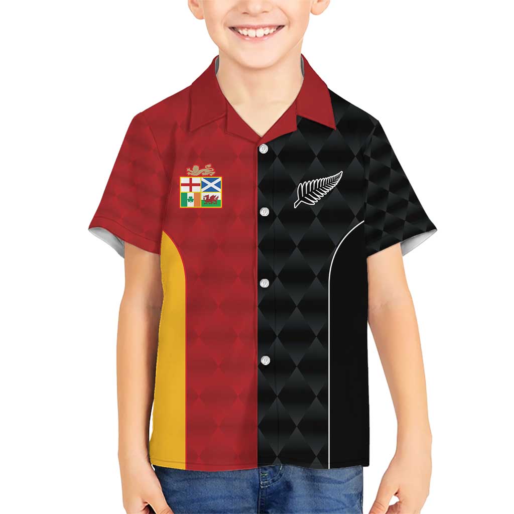 Custom British Lions New Zealand Kid Hawaiian Shirt Sporty Style LT9 Kid Black - Polynesian Pride