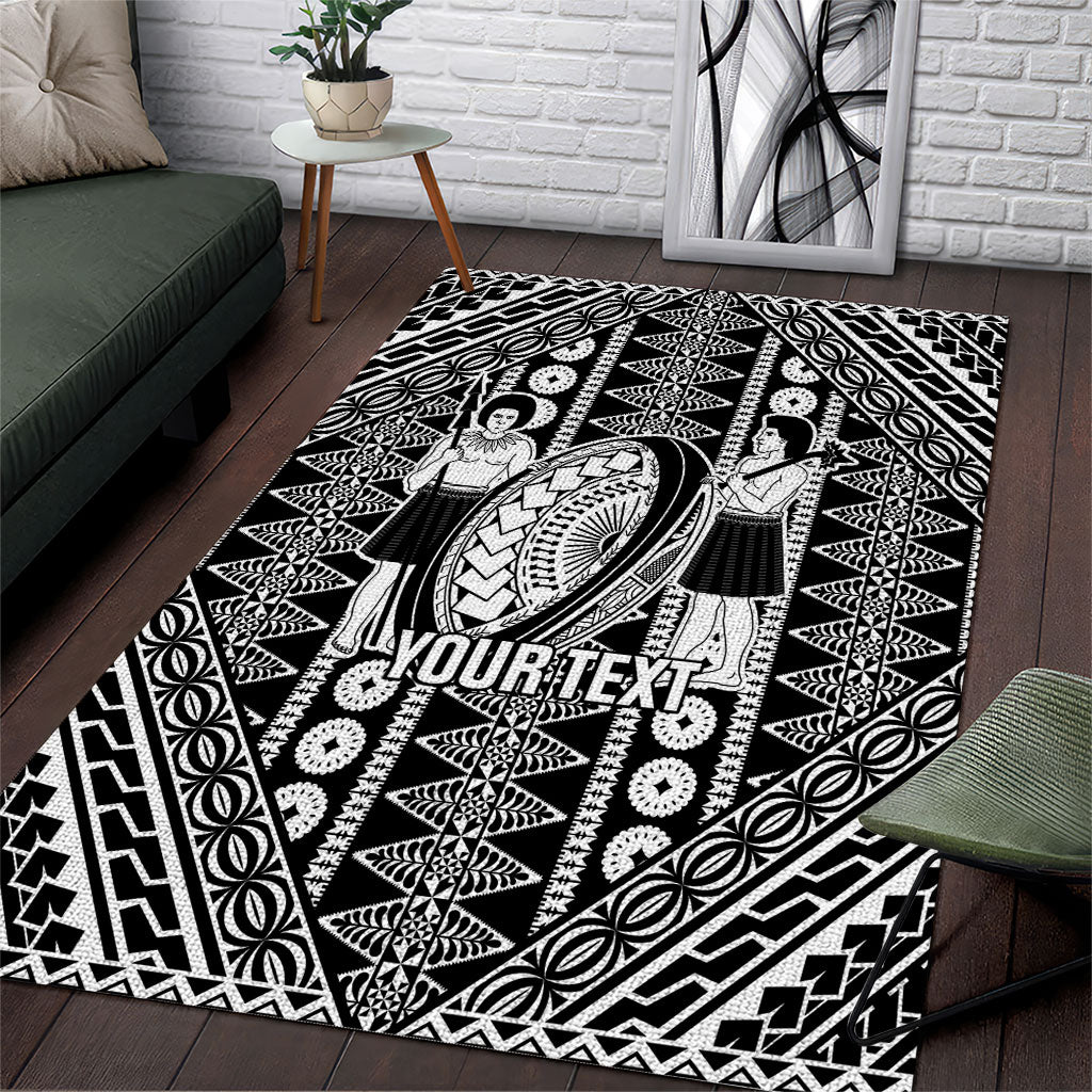 Fiji Custom Rugby National Heritage Area Rug Black Traditional Masi Inspired LT9 Black - Polynesian Pride