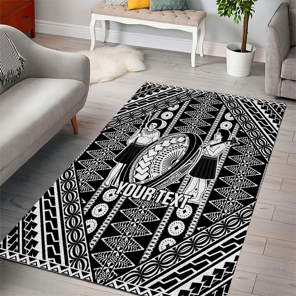 Fiji Custom Rugby National Heritage Area Rug Black Traditional Masi Inspired LT9 - Polynesian Pride