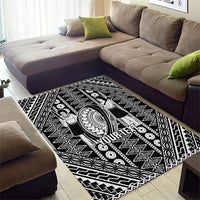 Fiji Custom Rugby National Heritage Area Rug Black Traditional Masi Inspired LT9 - Polynesian Pride