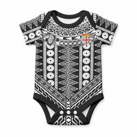 Fiji Custom Rugby National Heritage Baby Onesie Black Traditional Masi Inspired LT9 Black - Polynesian Pride