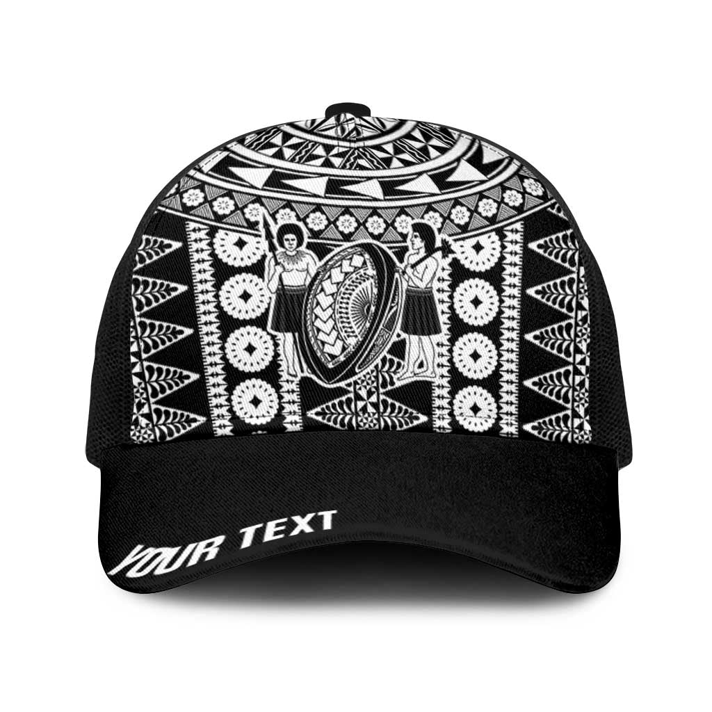 Fiji Personalized Rugby National Heritage Baseball Net Cap Black Traditional Masi Inspired LT9 One Size Black Black - Polynesian Pride