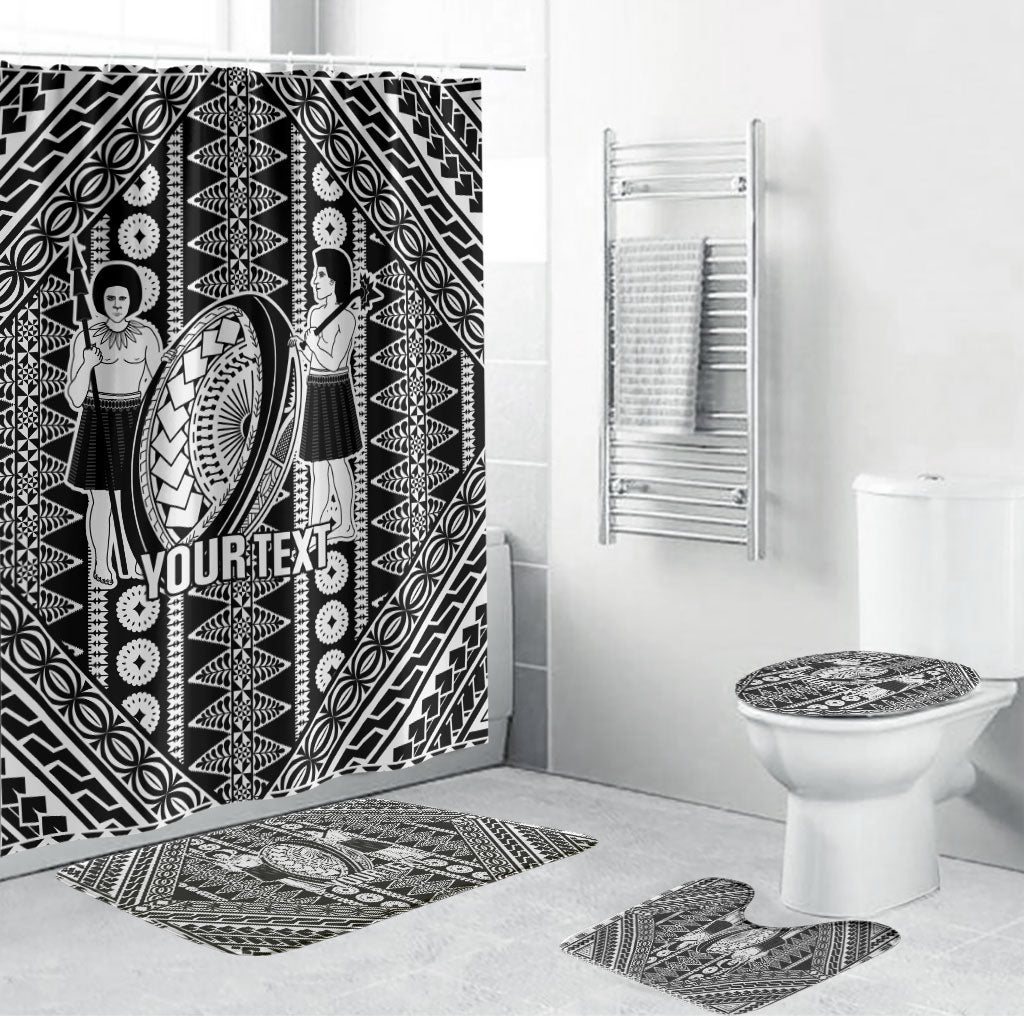 Fiji Custom Rugby National Heritage Bathroom Set Black Traditional Masi Inspired LT9 Bathroom Set (4 pcs) Black - Polynesian Pride