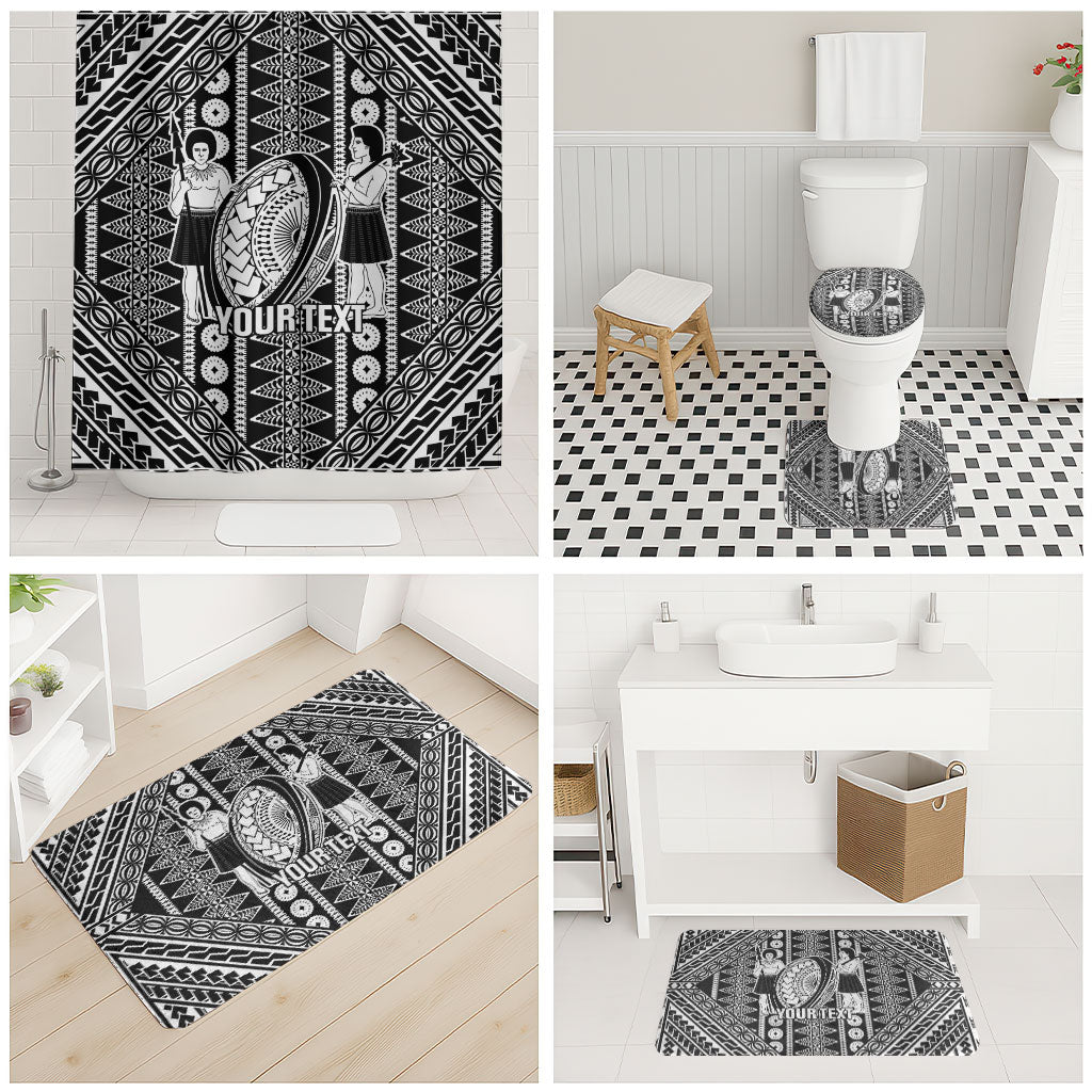 Fiji Custom Rugby National Heritage Bathroom Set Black Traditional Masi Inspired LT9 - Polynesian Pride