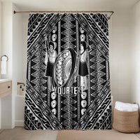 Fiji Custom Rugby National Heritage Bathroom Set Black Traditional Masi Inspired LT9 Shower Curtain Only Black - Polynesian Pride
