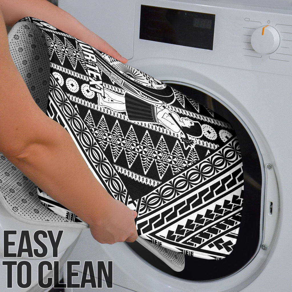 Fiji Custom Rugby National Heritage Bathroom Set Black Traditional Masi Inspired LT9 - Polynesian Pride