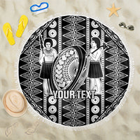 Fiji Custom Rugby National Heritage Beach Blanket Black Traditional Masi Inspired LT9 One Size 150cm Black - Polynesian Pride