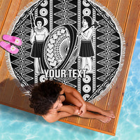 Fiji Custom Rugby National Heritage Beach Blanket Black Traditional Masi Inspired LT9 - Polynesian Pride