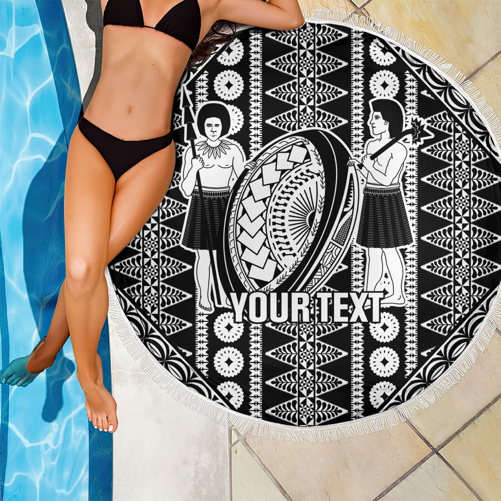 Fiji Custom Rugby National Heritage Beach Blanket Black Traditional Masi Inspired LT9 - Polynesian Pride