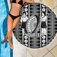 Fiji Custom Rugby National Heritage Beach Blanket Black Traditional Masi Inspired LT9 - Polynesian Pride