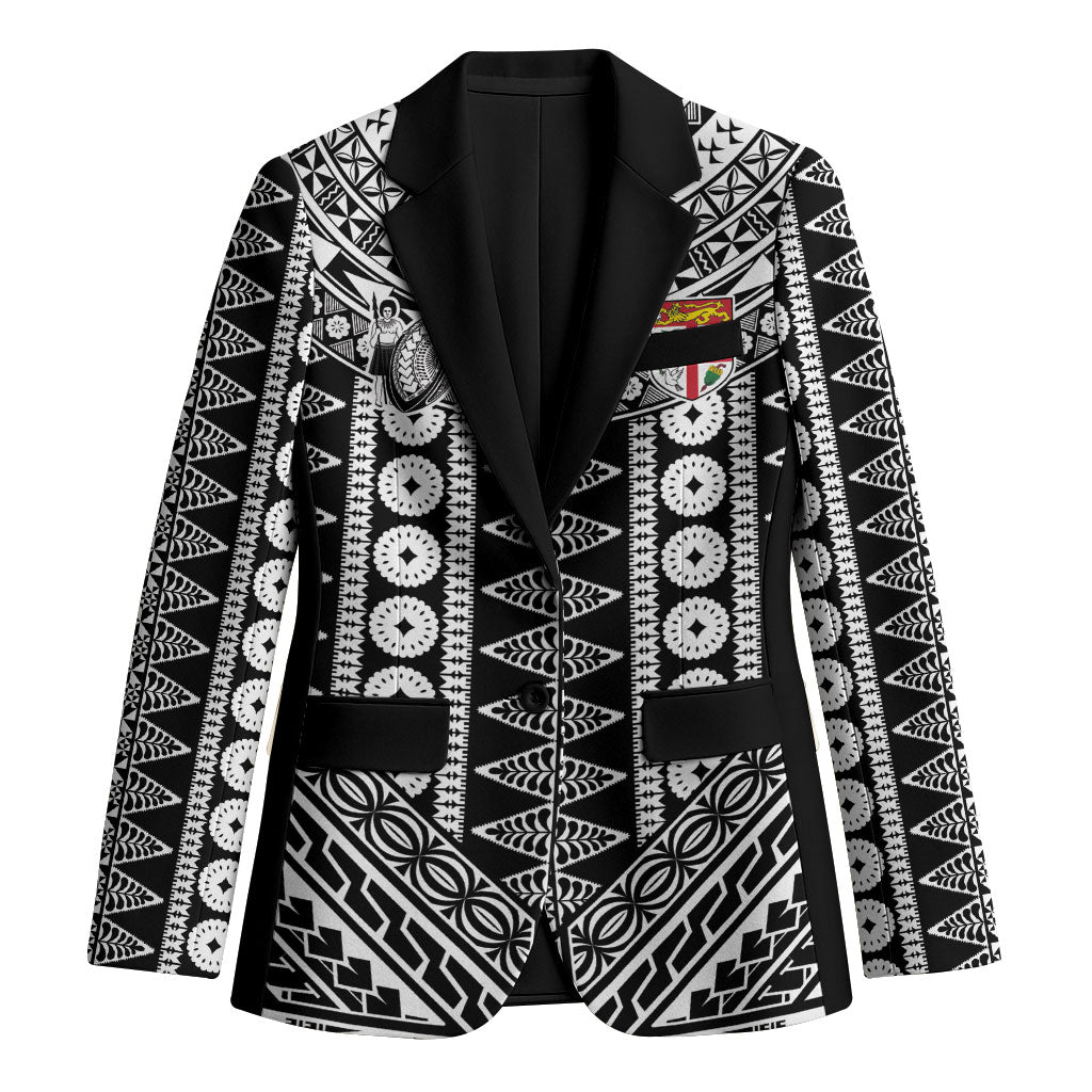 Fiji Custom Rugby National Heritage Blazer Black Traditional Masi Inspired LT9 Unisex Black - Polynesian Pride