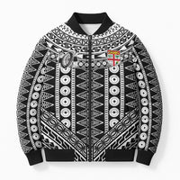 Fiji Custom Rugby National Heritage Bomber Puffer Jacket Black Traditional Masi Inspired LT9 Unisex Black - Polynesian Pride