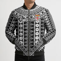 Fiji Custom Rugby National Heritage Bomber Puffer Jacket Black Traditional Masi Inspired LT9 - Polynesian Pride
