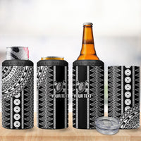 Fiji Custom Rugby National Heritage 4 in 1 Can Cooler Tumbler Black Traditional Masi Inspired LT9 - Polynesian Pride